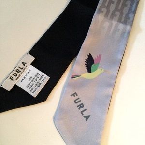 FURLA SKINNY METROPOLIS BANDEAU SCARF SILK HUMMINGBIRD PRINT NWOT